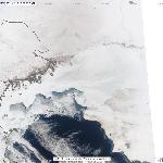 Динамика  ледовой обстановки на севере Каспийского моря, 12.02.2012