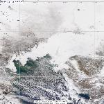 Динамика развития ледовой обстановки на севере Каспийского моря, 11.03.2012