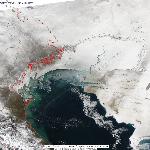 Динамика  ледовой обстановки на севере Каспийского моря 12.01.2013